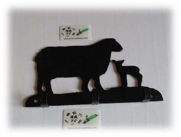 Schlüsselbrett Schaf und Lamm mit 3 Haken aus Metall